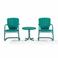 Claustro Ridgeland 3 Piece Metal Conversation Seating Set in Turquoise Gloss CL3595794